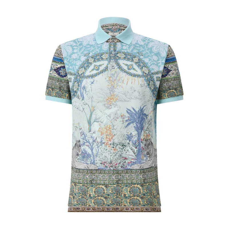 Etro Polo Poloshirt mit Print Hellgrün
