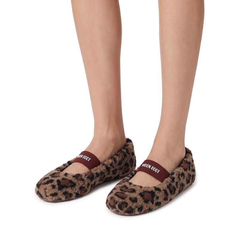 Moonboot Schuhe Shearling Ballerinas mit Animalprint braun(Image 2)