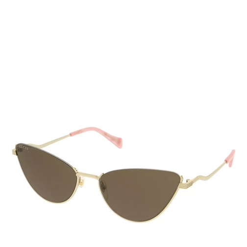Gucci GG1006S-002 60 Sunglass Woman Metal Gold-Gold-Brown Sonnenbrille