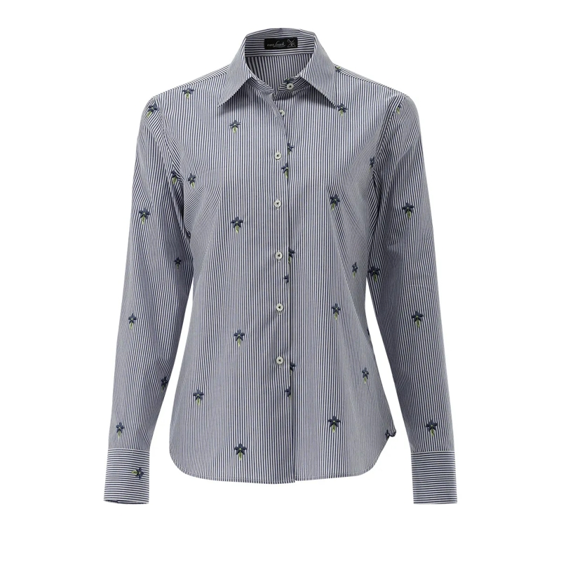 VAN LAACK Bluse Bluse Modern Fit Dessiniert dunkel-blau