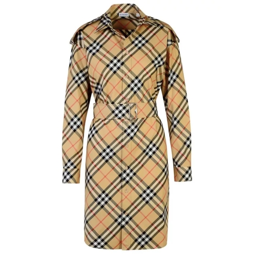 Burberry Check' Beige Cotton Dress Brown 