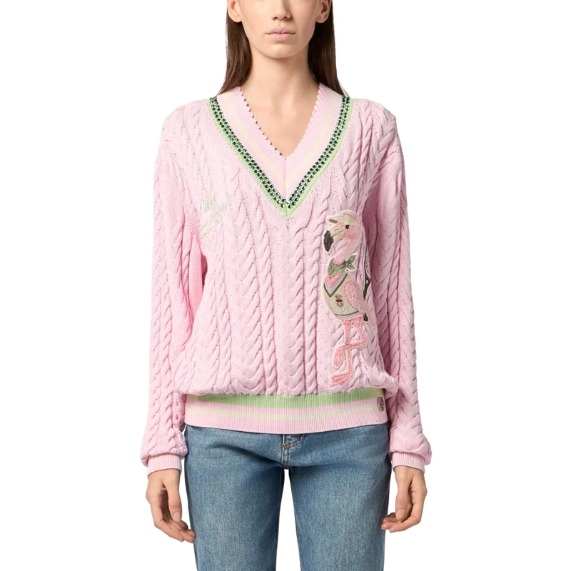 Philipp Plein Strickjacke V-Neck Pullover Tennis Club rose(Image 3)