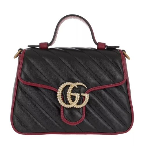 Gucci GG Marmont Mini Top Handle Bag Leather Black/Red Satchel