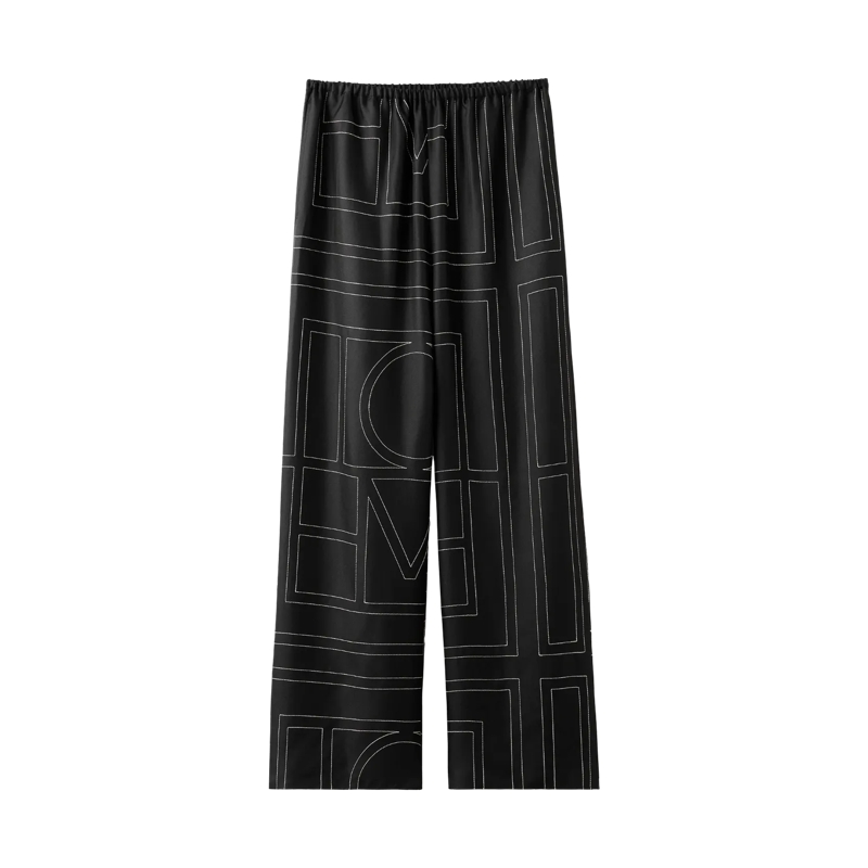 TOTEME Hose Monogram silk pj bottoms 001 Black