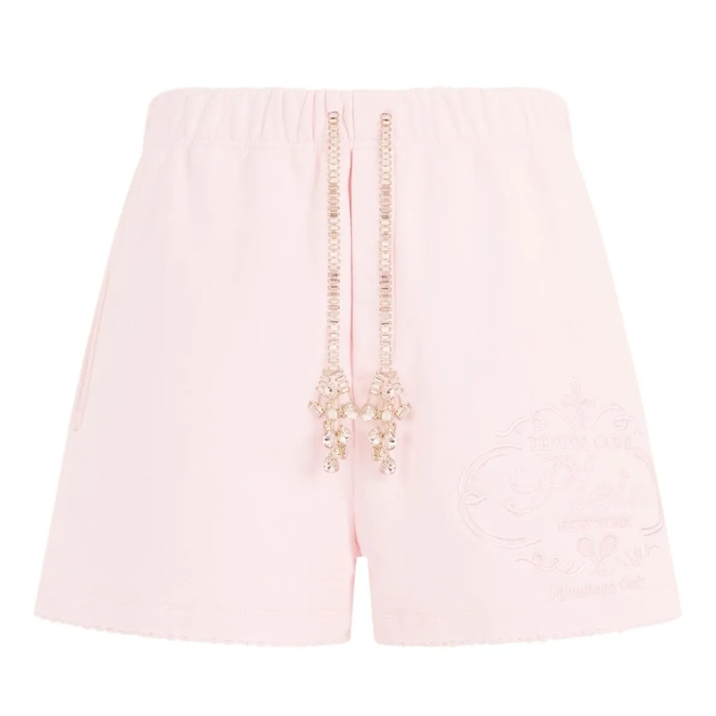 Philipp Plein Shorts Washed Fleece Shorts Tennis Club Crystals rose