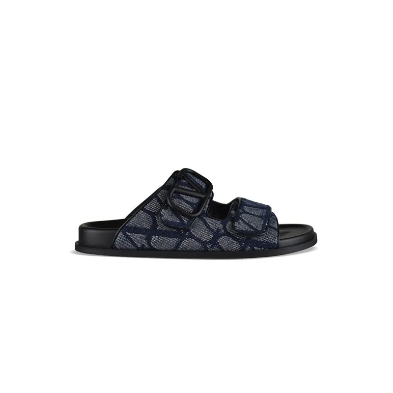 Valentino Garavani Loafer V Logo Sandals Black