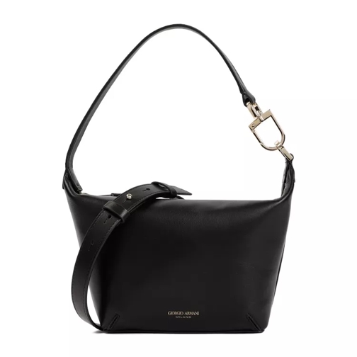 Giorgio Armani Black Nappa Lamb Leather Handbag Black Schultertasche