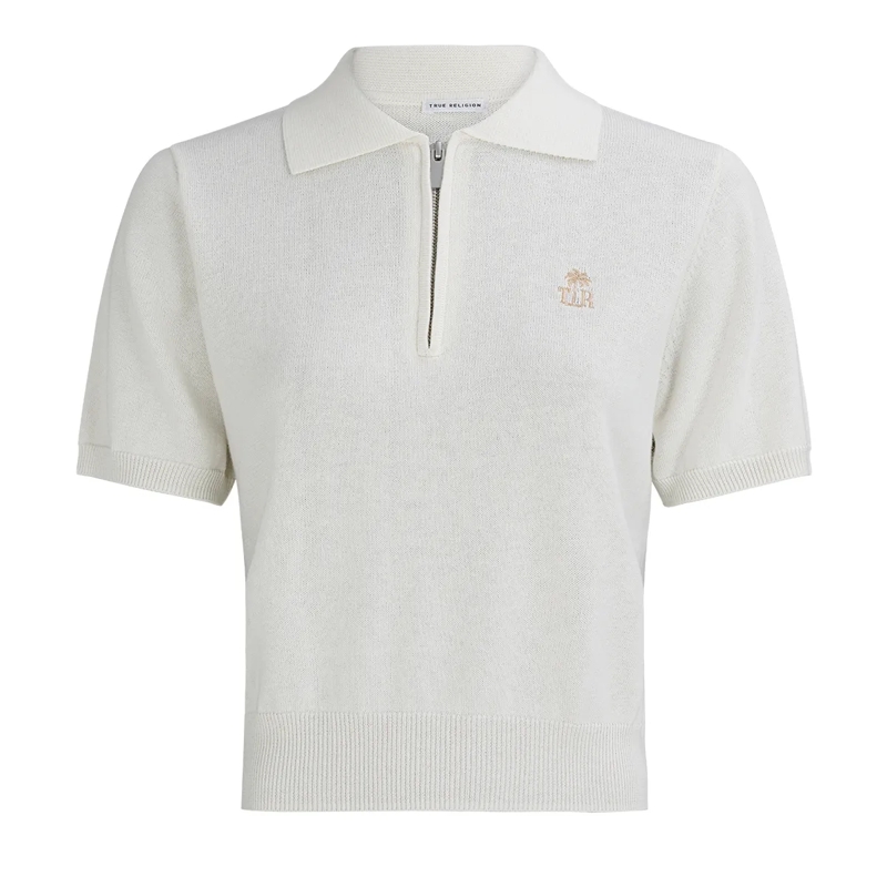 True Religion Pullover Poloshirt winterweiß