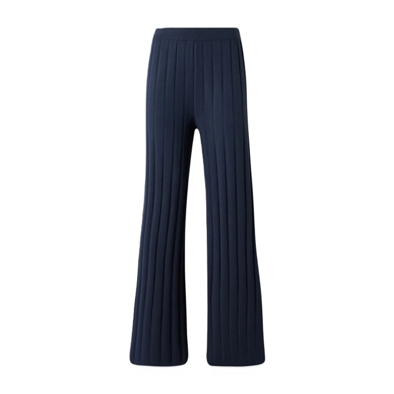Max Mara  Ribbed Wide-Leg Pants With Relaxed Fit Blue