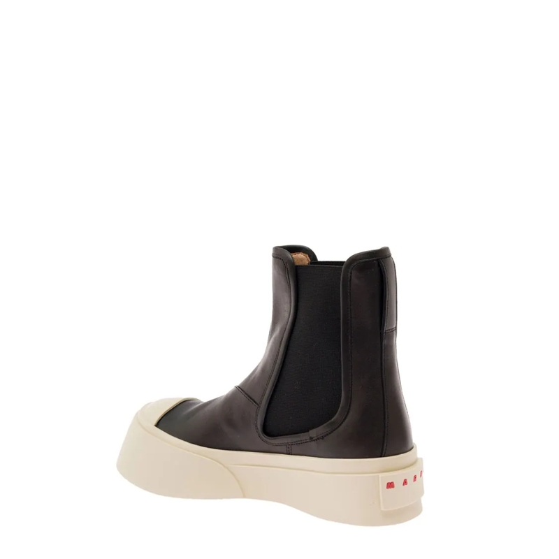 Marni Stiefel Black Chelsea Boots With Logo Patch In Leather Black(Image 10)