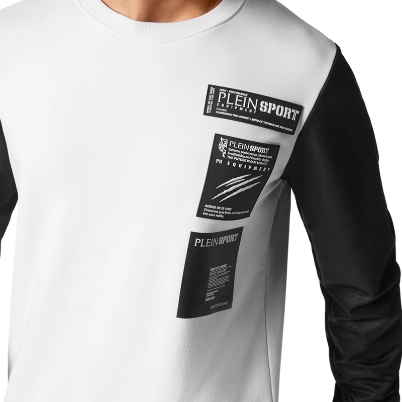 Plein Sport Top Sweatshirt Scratch weiss