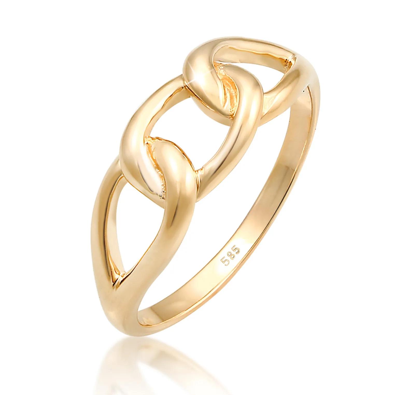 Elli Ringe - Ring Elli PREMIUM Ring Infinity Knoten 585 Gelbgol - Gr. 52 MM - in Gold - für Damen