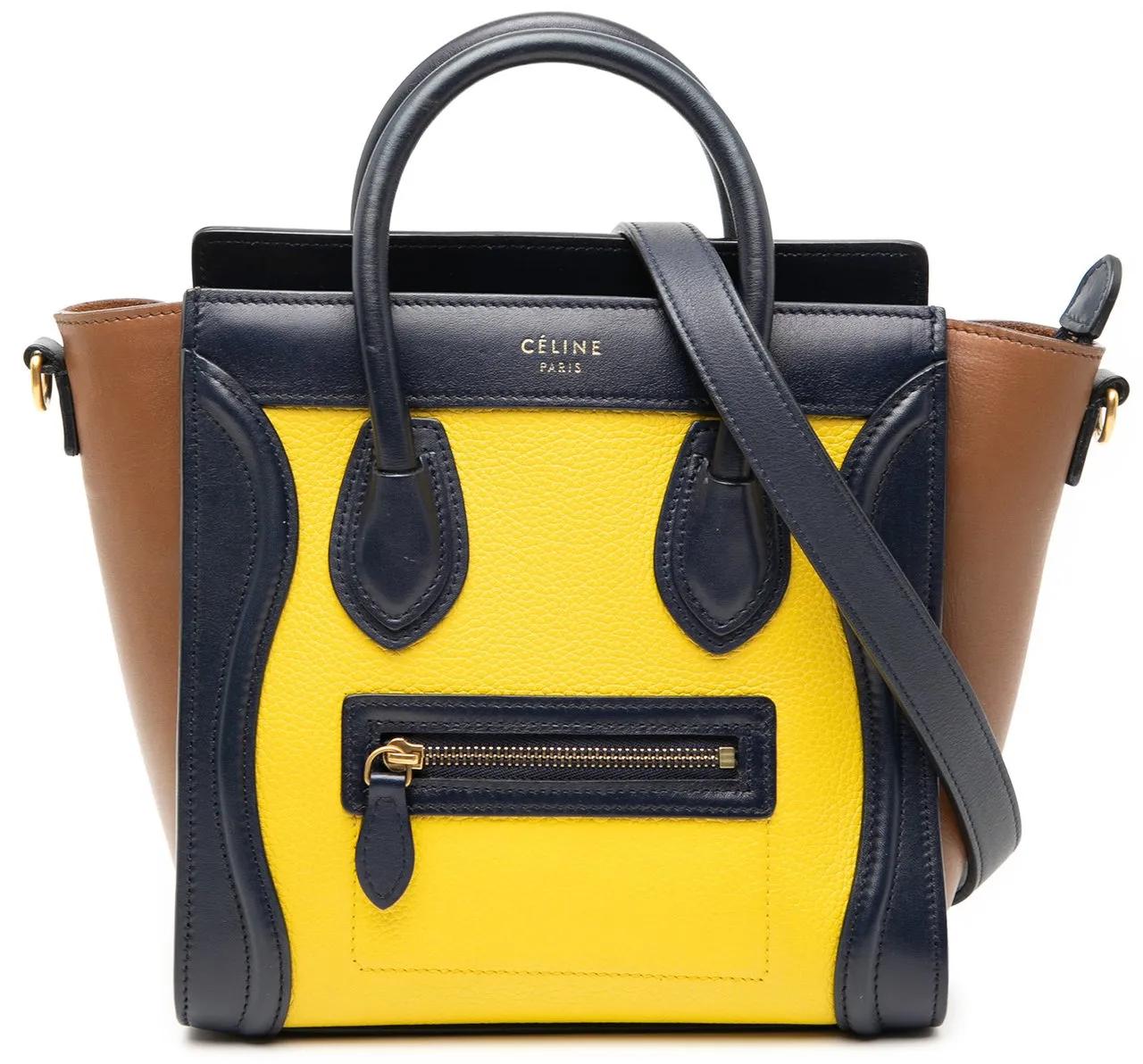 Celine Hobo Bags - Nano Tricolor Leather Luggage Tote - Gr. unisize - in Gelb - für Damen