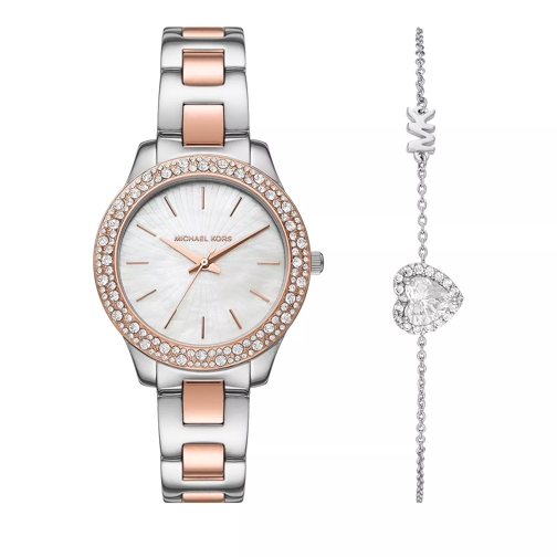 Michael Kors Liliane Three-Hand Stainless Steel Watch and Brace Two-Tone Quartz Watch