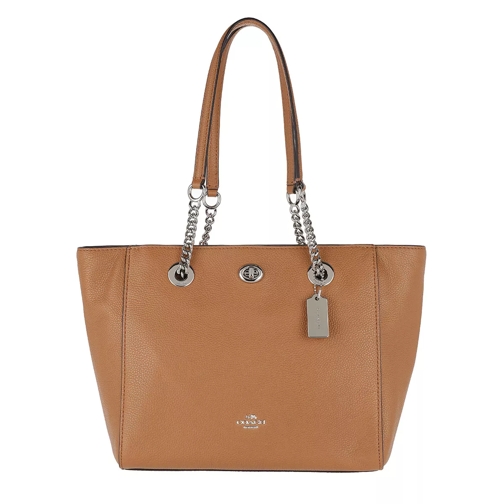 Coach Turnlock Chain Tote Light Saddle Shopping Bag