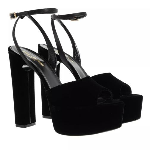 Saint Laurent Jodie Platform Sandals In Velvet Black Sandaal