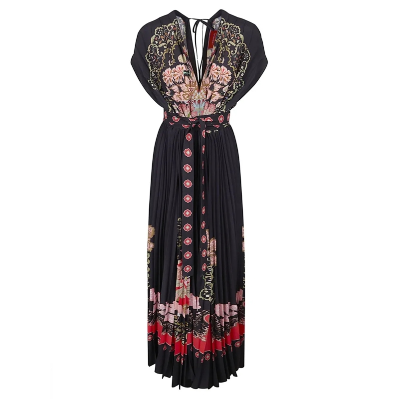 LaDoubleJ  Flowing Midi Dress With Pleated Design And Matchin Black