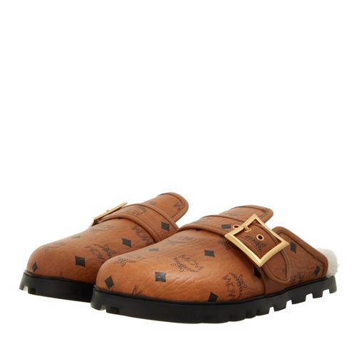 MCM U Mcm l Vst Flat Mules  Cognac Muil