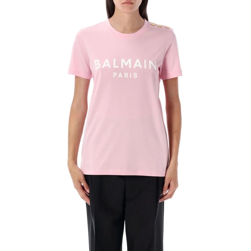Balmain T-Shirt Printed Logo T-Shirt Pink