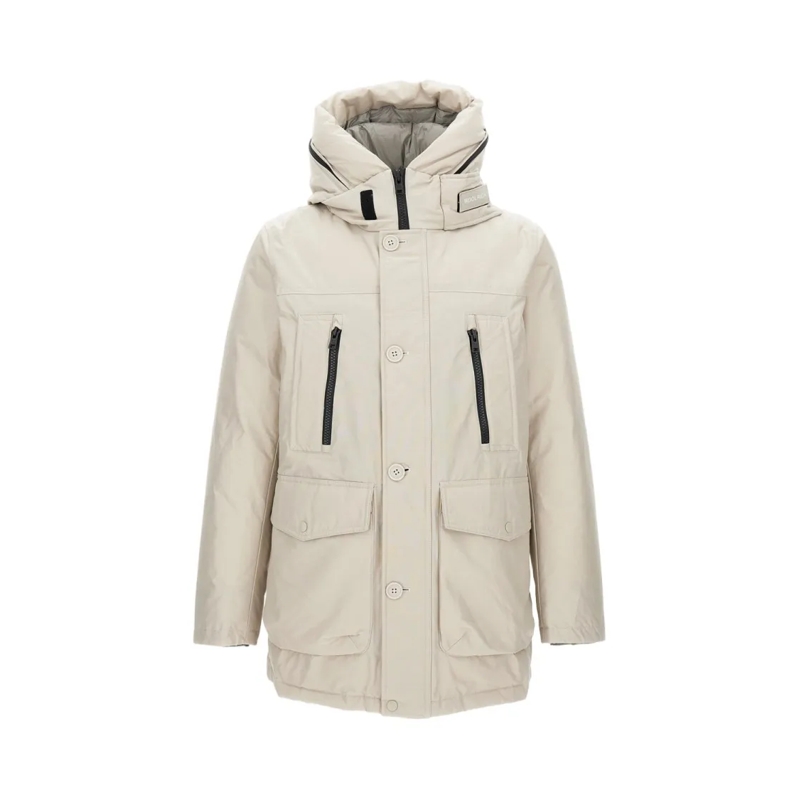 Woolrich Parka Structured Black Parka With Adjustable Hood Neutrals