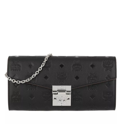 MCM Patricia Leather Wallet Large Black Kedjeplånbok