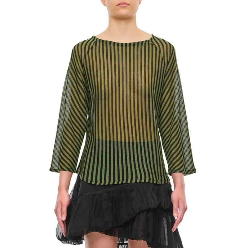 Vitelli Pull Linen Cotton And Wool Raglan Sweater Multicolor