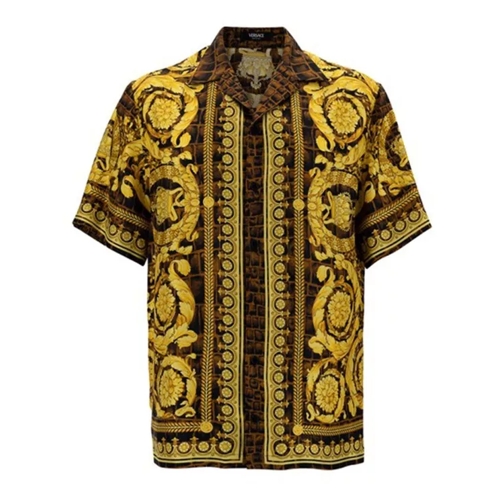 Versace Baroccodile Shirt Mc Brown 