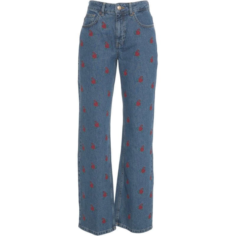 Farm Rio Jeans Slim Fit Jeans with embroideries blau