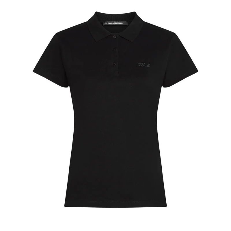 Karl Lagerfeld T-Shirt Signature Piqué-Poloshirt T-shirt schwarz