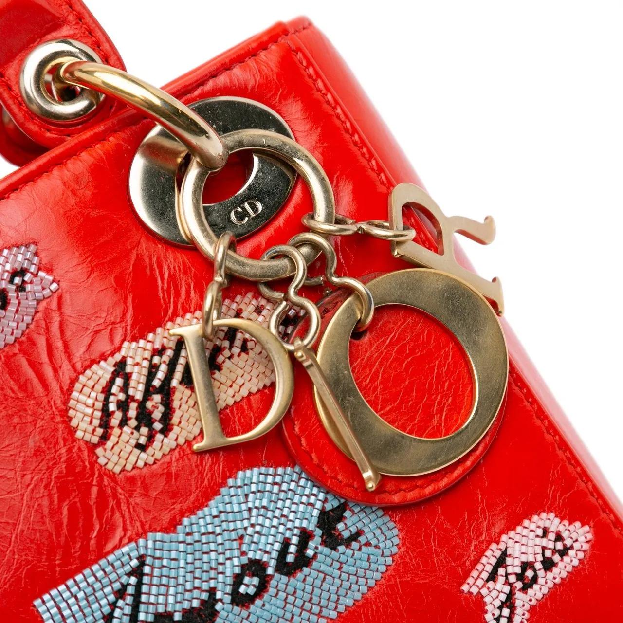 Thumbnail - Christian Dior Hobo Bags - 2016 Mini Calfskin Sequin Embellished Lady Dior - Gr. unisize - in Rot - für Damen