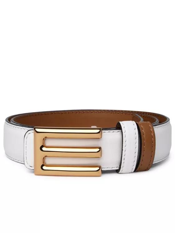 Etro Gürtel - Ivory Leather Belt - Gr. 75 - in Weiß - für Damen