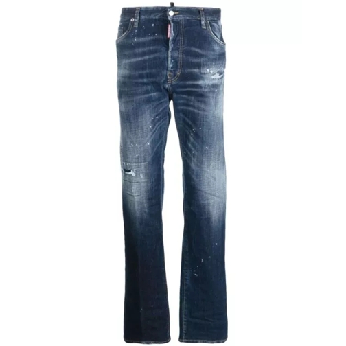 Dsquared2 Mid-Rise Indigo Blue Straight-Leg Denim Jeans Blue Jeans a gamba dritta
