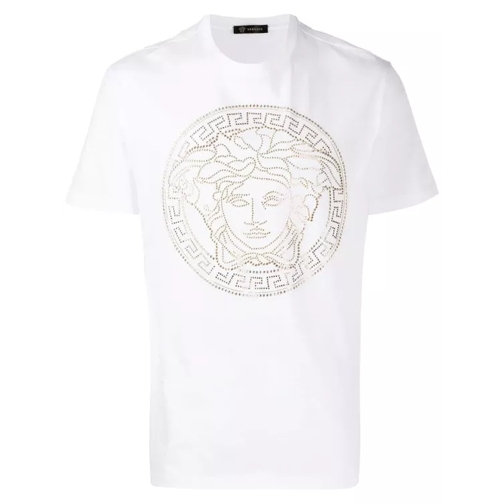 Versace White Medusa T-Shirt With Gold Studs White 