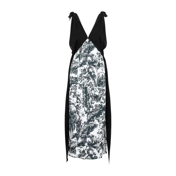 Bottega Veneta - Black Silk Printed Silk Long Dress - Größe 38 - black