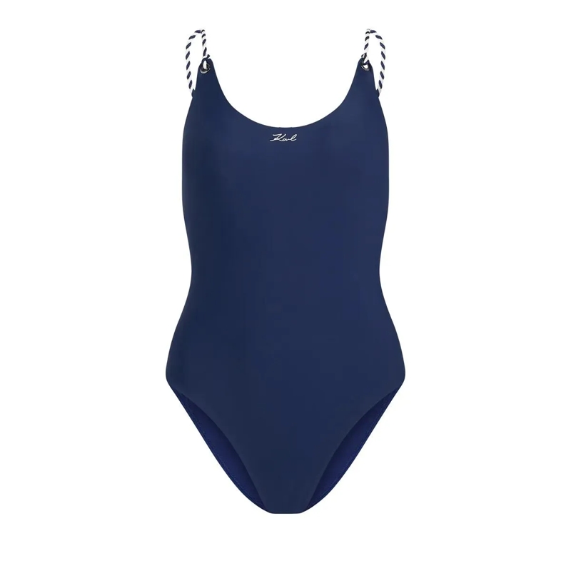 Karl Lagerfeld  Signature-Badeanzug im maritimen Stil Badeanzug dunkel-blau