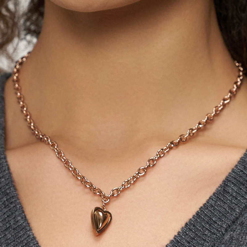 Liebeskind Berlin Mittellange Halskette Edelstahl Metal Heart rose(Image 5)