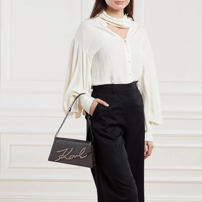 Karl Lagerfeld Satchel K/Signature 2.0 Sp Md Shb Glitter Black(Image 2)