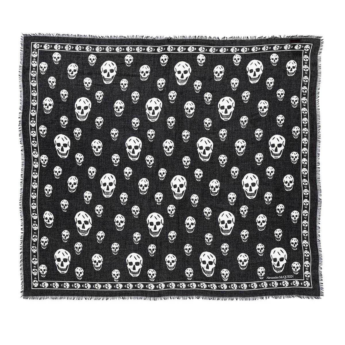 Alexander McQueen Logo Printed Scarf Black Ivory