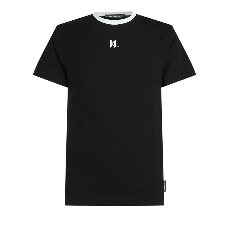 Karl Lagerfeld T-Shirt MONOGRAM SCHMAL GESCHNITTENES T-SHIRT schwarz