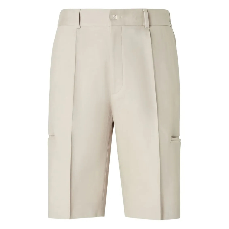 Fendi Casual Shorts Tailored Shorts With Pleats And Functional Pockets Neutrals