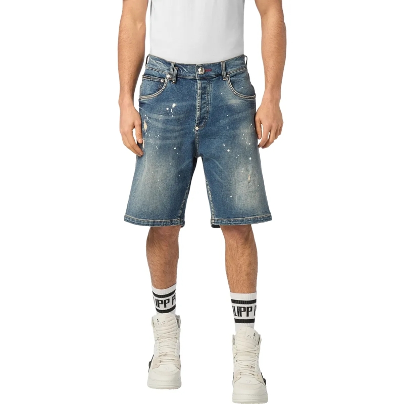 Philipp Plein Shorts Jeansshorts Skull blau(Image 3)