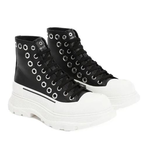 Alexander McQueen Black Leather Boot Black Bottes à lacets