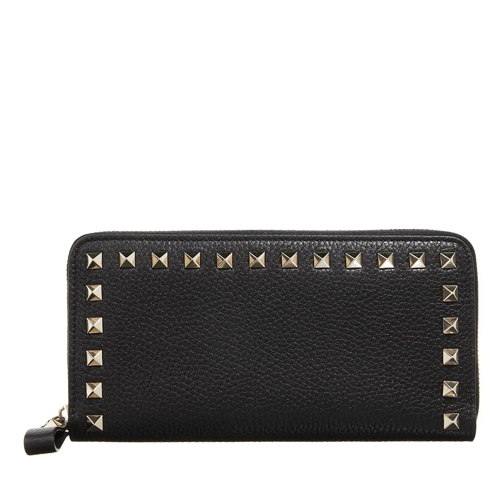 Valentino Garavani Rockstud Zip Around Wallet Nero Portemonnaie mit Zip-Around-Reißverschluss