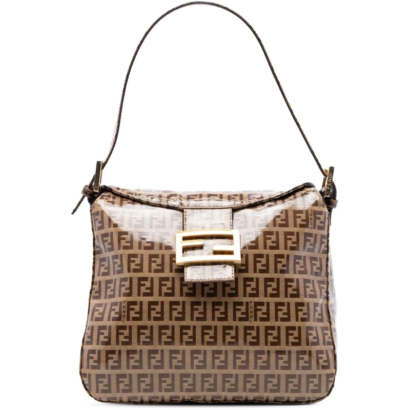 Fendi Schultertasche Zucchino Crystal Double Flap Shoulder Bag braun