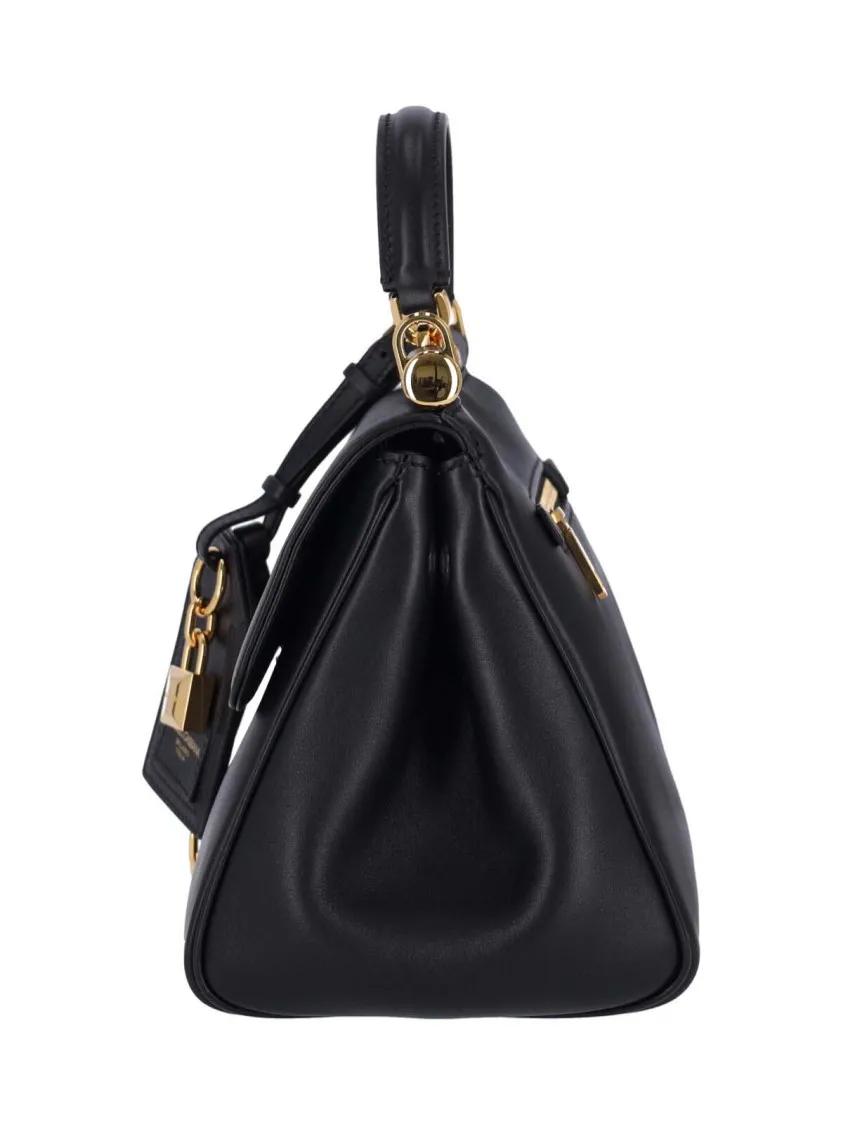 Dolce&Gabbana Crossbody bags Structured Black Calfskin Leather Handbag in zwart