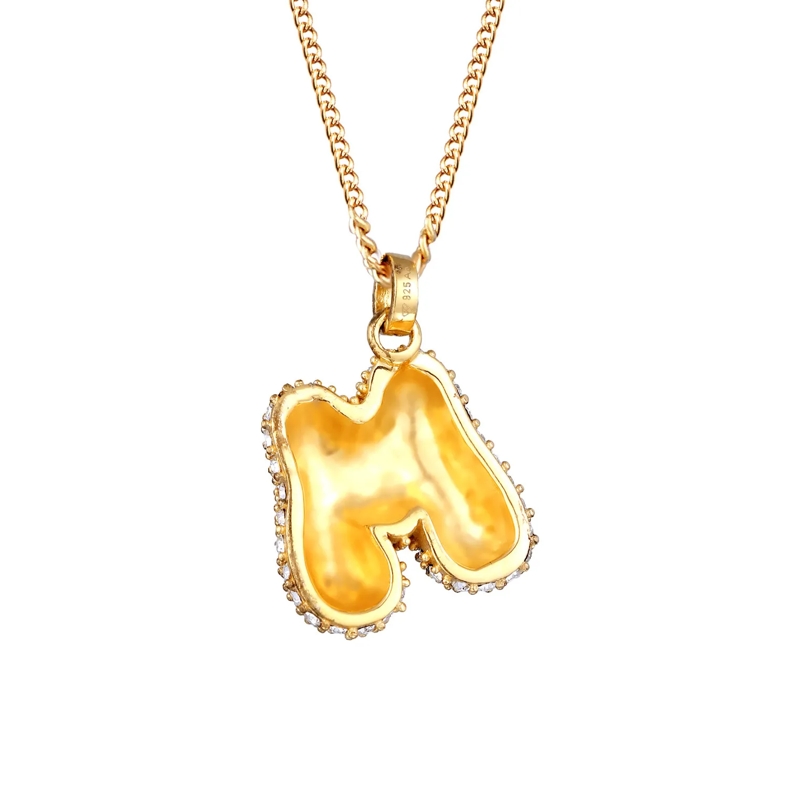Elli Mittellange Halskette Halskette Buchstabe M Weiß 925 Sterling Silber ver gold(Image 3)