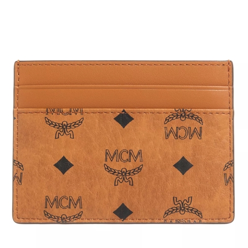 MCM Aren Visetos Card Case Mini Cognac Porta carte di credito