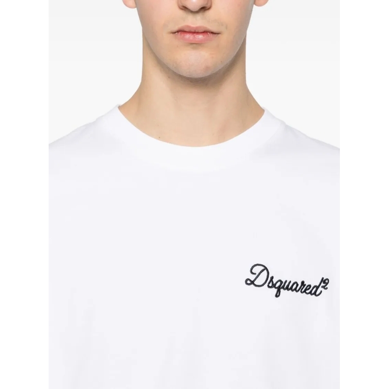 Dsquared2 T-Shirt Minimalist White Cotton T-Shirt With Logo White(Image 3)