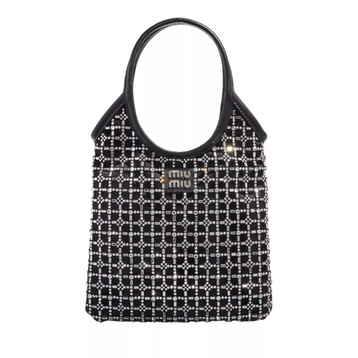 Miu Miu Crystal Embellished Satin Tote Bag Black Tote