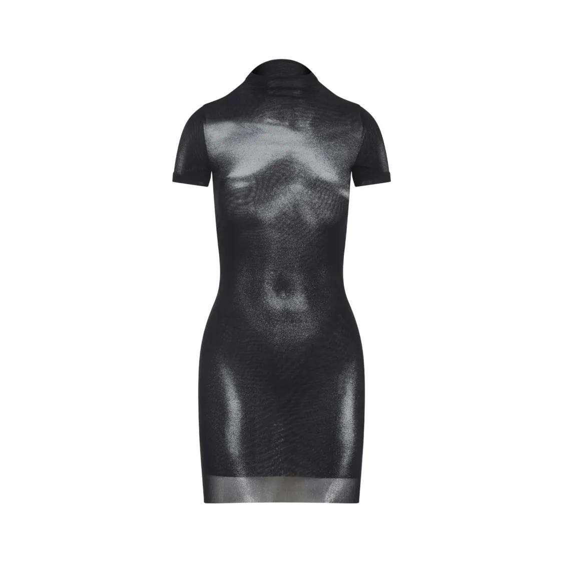 Jean Paul Gaultier Form-Fitting Mini Dress With Semi-Sheer Finish Black ...